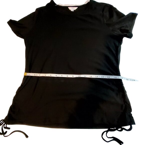 Time And Tru Size L Black Cotton Side Cinch T-Shirt Lightweight and breathable - Picture 7 of 11